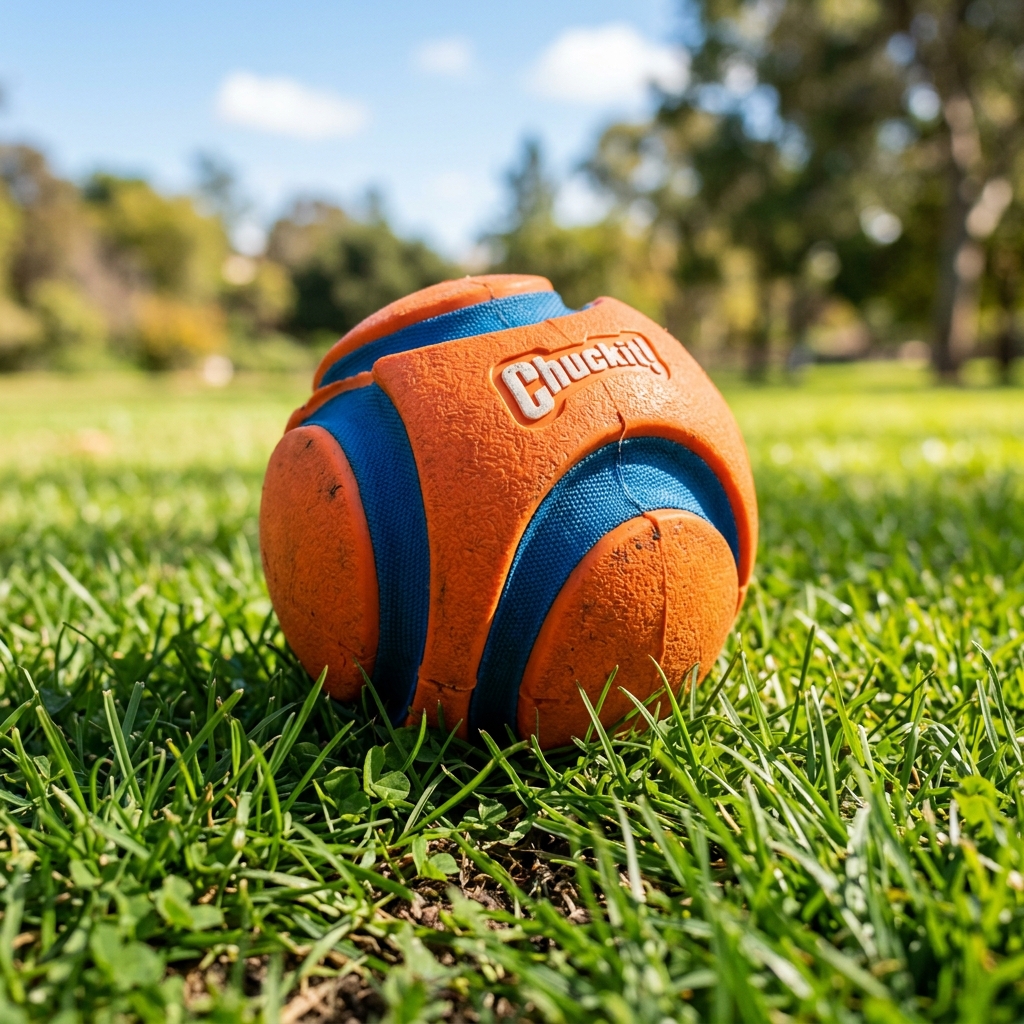 Chuckit! Kick Fetch ball on lawn